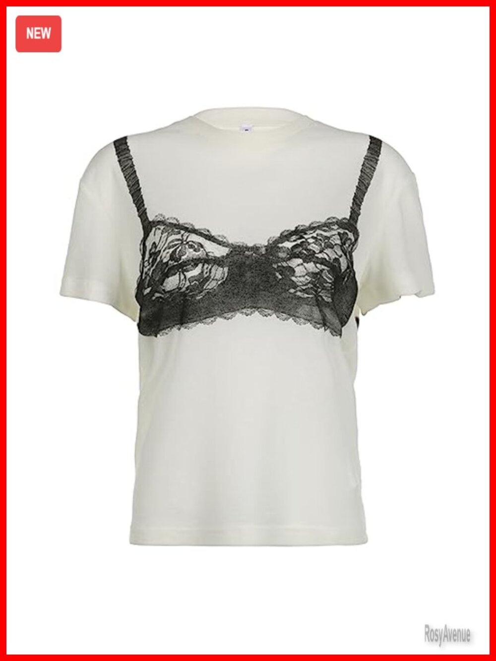 Women's Lace Corset Print Crop Top Y2K Short Sleeve Crewneck Casual Tee